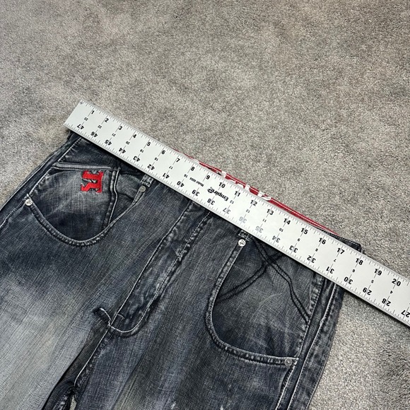 Y2K Pepe Jeans Jeans Mens 34 (fit 38x33) Faded Black Embroidery Baggy Wide Leg - Picture 13 of 16